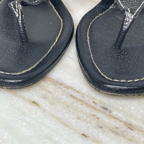 PRADA heels vintage mules black sz 9.5 EU 40 Leather thong - Picture 2 of 8